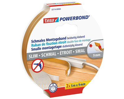 Tesa Montageband "Powerbond" schmal 9 mm x 5 m 2St.
