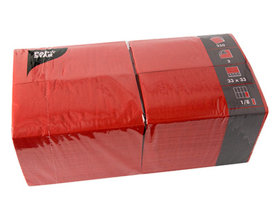 Papstar Servietten, 1/8-Falz rot 3-lagig 250St.