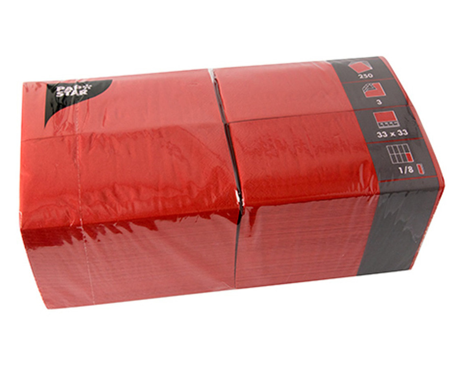 Papstar Servietten, 1/8-Falz rot 3-lagig 250St.