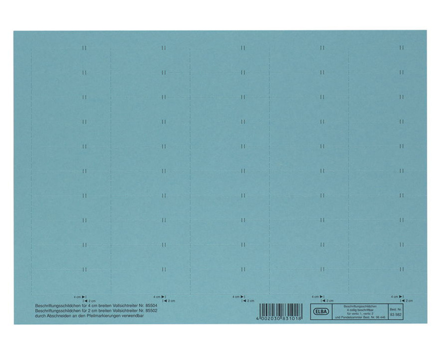 Elba Beschriftungsschilder, 4-zeilig blau 58 x 18 mm 50St.