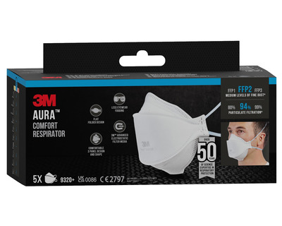 3M Atemschutzmaske "Aura 9320D+" weiß 5St.