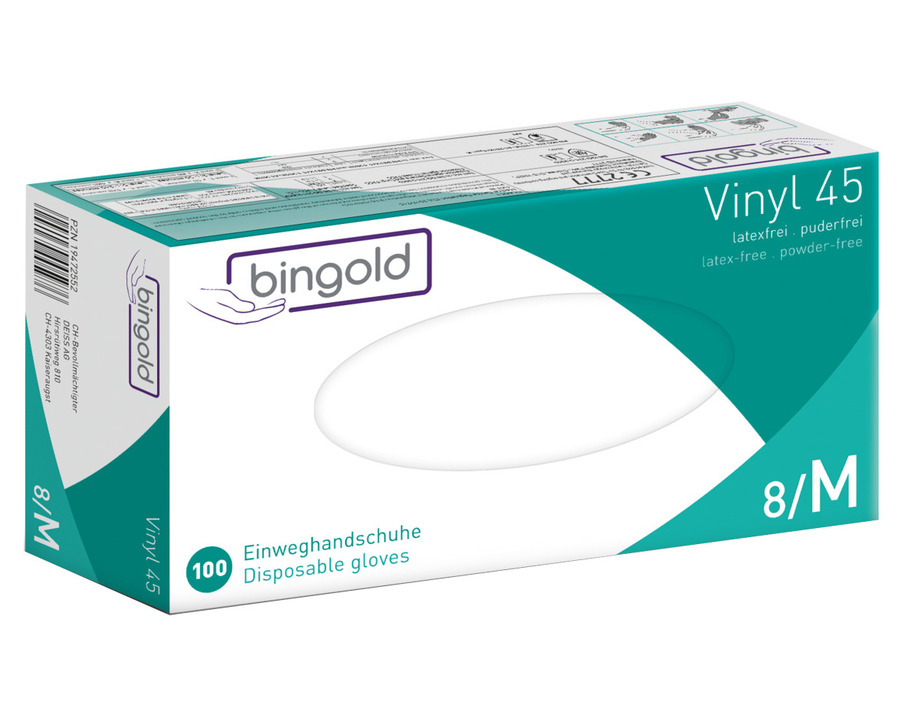 Bingold Einweg-Handschuhe "45", Vinyl transparent Gr.M 100St.