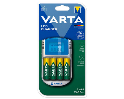 Varta Ladegerät "LCD-Charger", inkl. 4 AA-Akkus silber