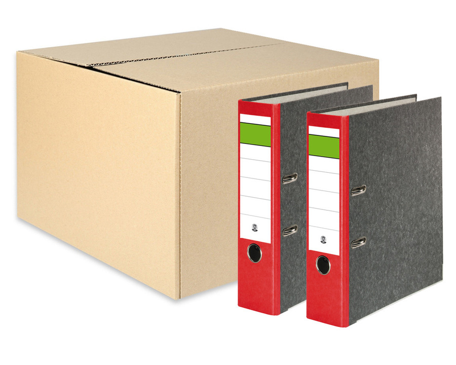 Ordner Wolkenmarmor A4 "Grüner Balken" rot 80 mm 20St.