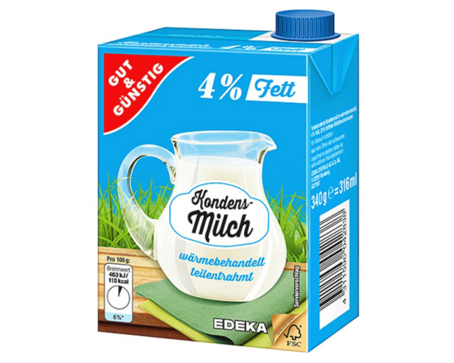 Gut & Günstig Kondensmilch 4 % 316ml