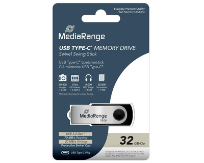Mediarange USB-Stick 3.2 "Swivel" silber 32GB