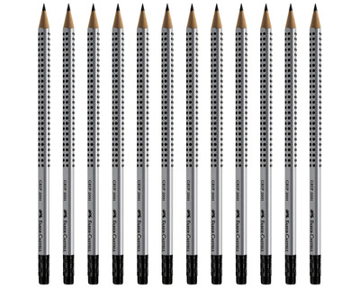 Faber-Castell Bleistift "Grip 2001", mit Radierer HB 2,0 mm 12St.
