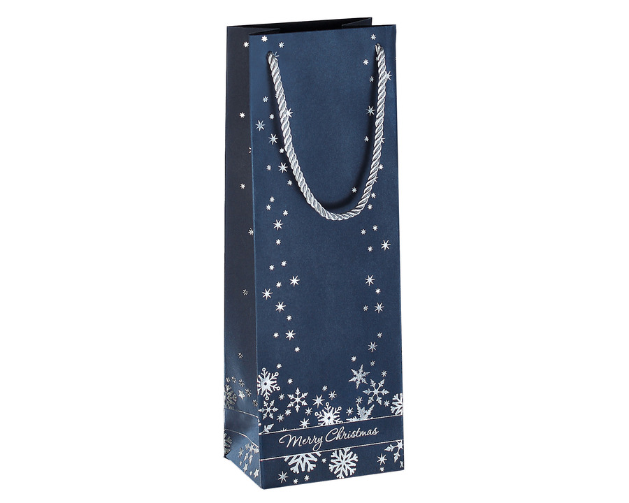 Sigel Geschenk-Tragetasche "Silver Snowflakes", für Flaschen 125 x 360 x 85 mm