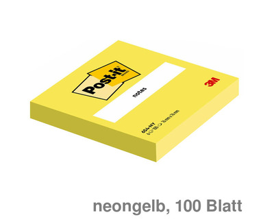 Post-it Haftnotizen "Neon Notes" neongelb 76 x 76 mm 100Bl.