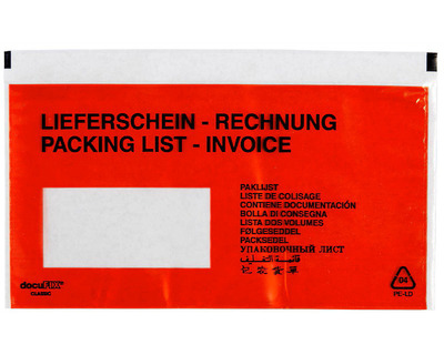 VP Begleitpapiertaschen "DocuFix Classic" DL "Lieferschein/Rechnung" rot 250St.