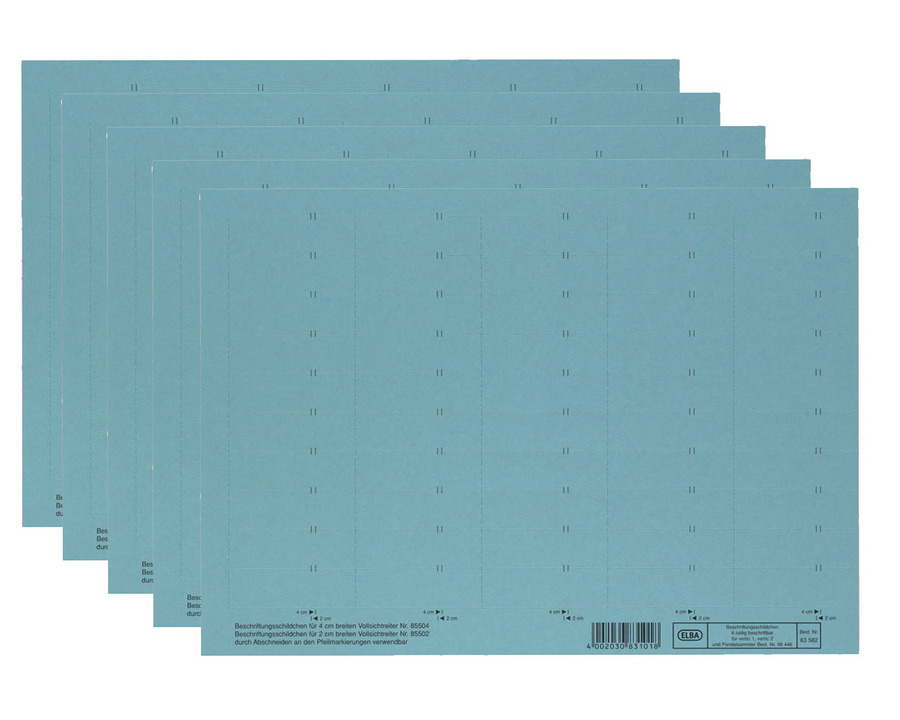 Elba Beschriftungsschilder, 4-zeilig blau 58 x 18 mm 10Bl.