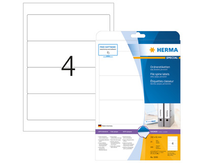 Herma Ordner-Rückenschilder "Special" weiß 61 x 192 mm 100Et.