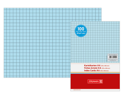 Brunnen Karteikarten A6 blau kariert 100St.
