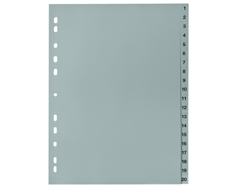 PP-Register A4, 1-20 grau 225 x 297 mm