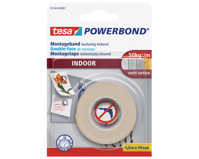 Tesa Montageband "Powerbond" Indoor 19 mm x 1,5 m