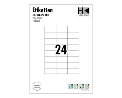 Etiketten A4 weiß 70 x 37 mm 2400Et.