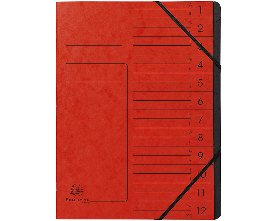 Exacompta Ordnungsmappe A4 "Colorspan" rot 12 Fächer