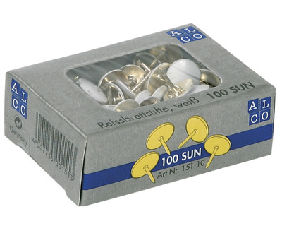 Alco Reißnägel, plastiküberzogen weiß Ø9,5mm 100St.