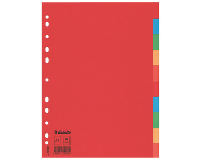 Esselte Karton-Register A4 "Eco", 10-teilig blanko mehrfarbig 225 x 297 mm