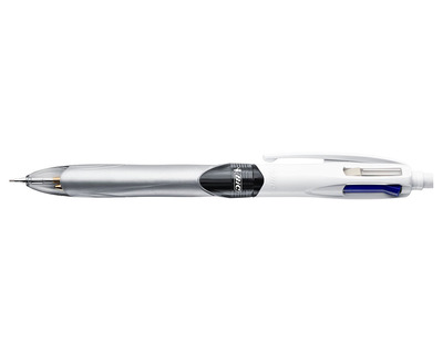 Bic Mehrfarb-Kugelschreiber "4 Colours 3+1 HB" grau 0,4 mm