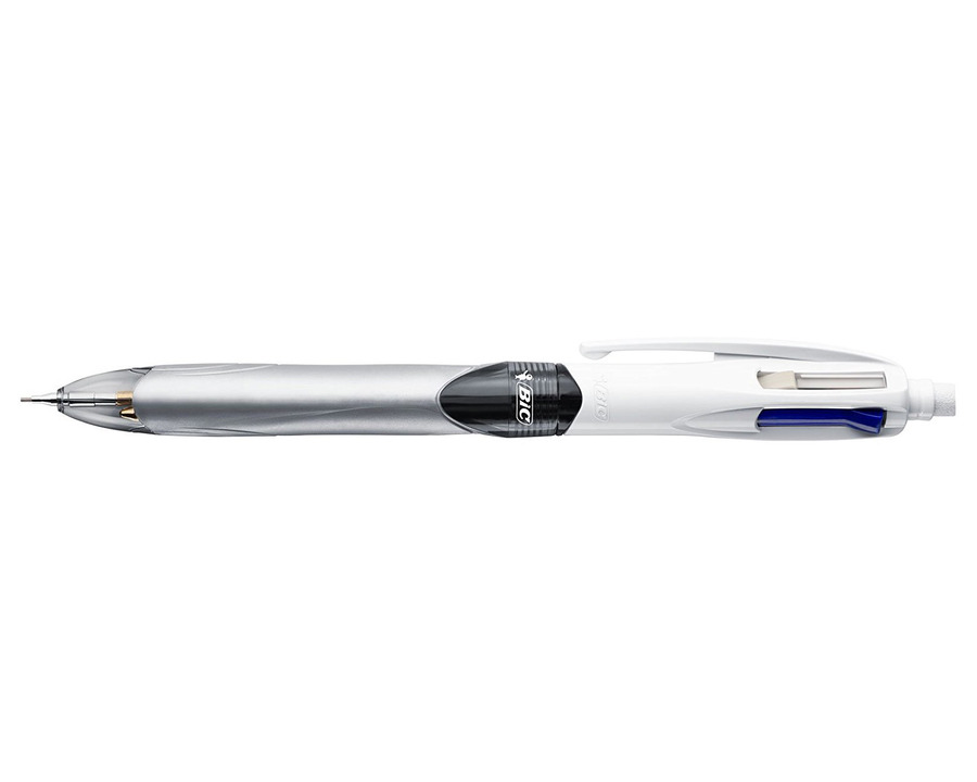 Bic Mehrfarb-Kugelschreiber "4 Colours 3+1 HB" grau 0,4 mm