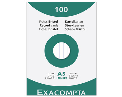 Exacompta Karteikarten A5 weiß liniert 100St.