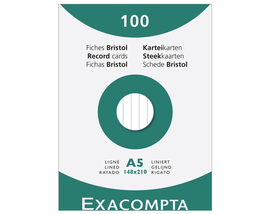 Exacompta Karteikarten A5 weiß liniert 100St.